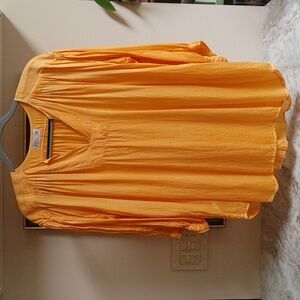 Vintage Jaipur Atelier Los Angeles Orange Silk Painter's Peasant Blouse